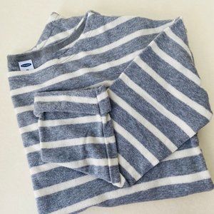 Grey Stripe  French-Terry Cuff Sleeve Top